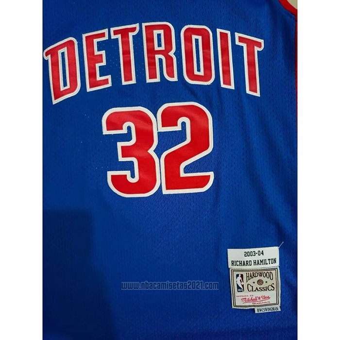 Camiseta Detroit Pistons Richard Hamilton #32 Mitchell & Ness 2003-04 Azul